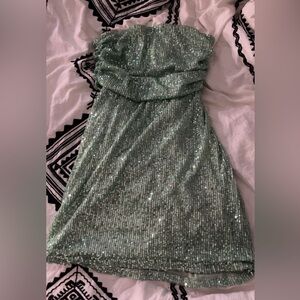 Sequin Strappy mini dress in green